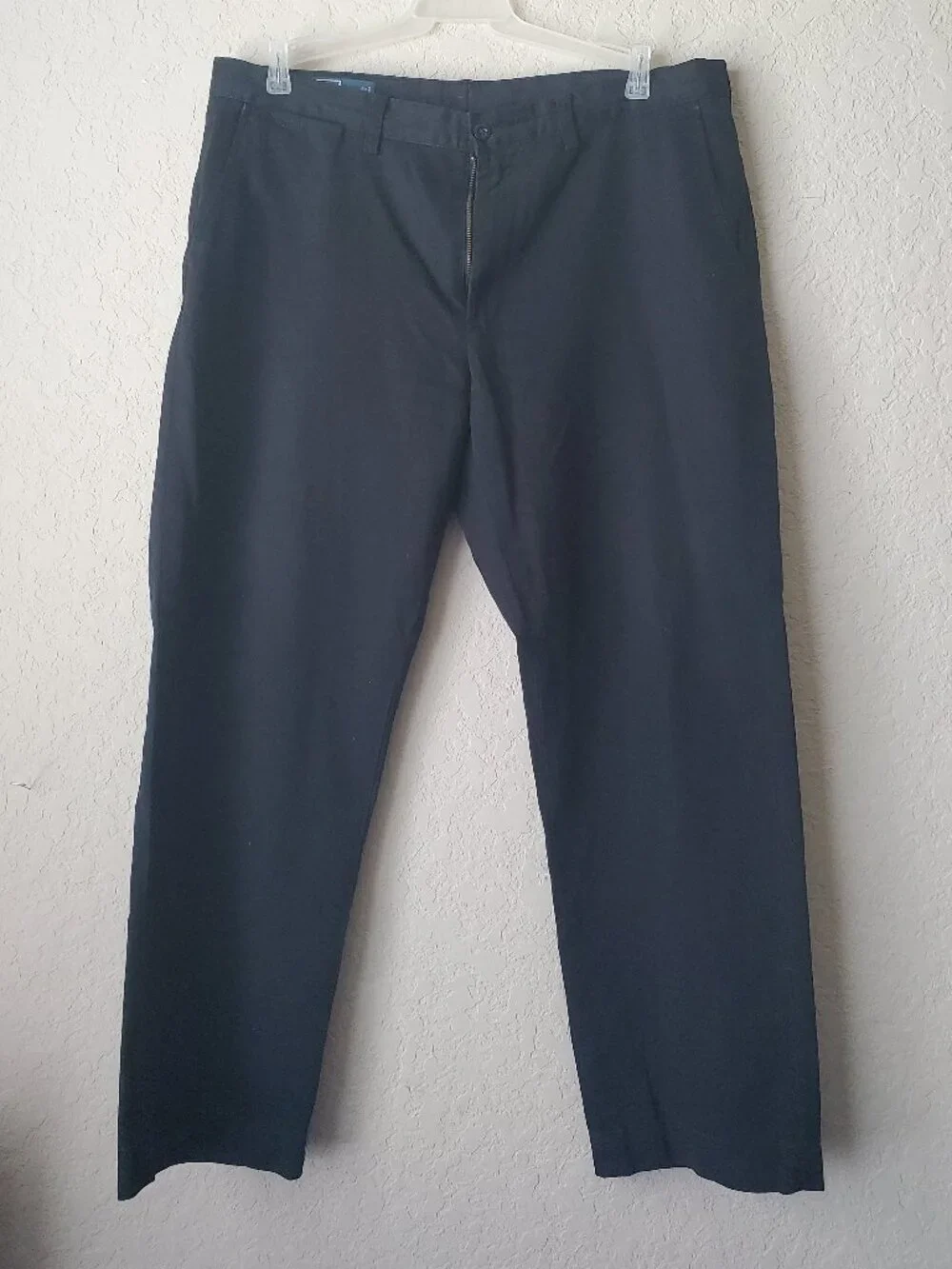 Polo Ralph Lauren Black Chino Trousers 36x30 Mens Flat Front Cotton Pants